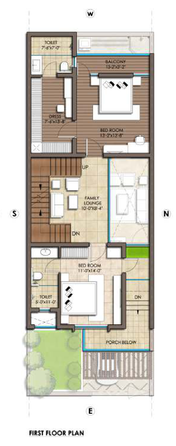 Bungalow Standard Type 1 First Floor architectural plan from the original brochure