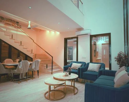 Actual photograph of the demo furnished bungalow living room